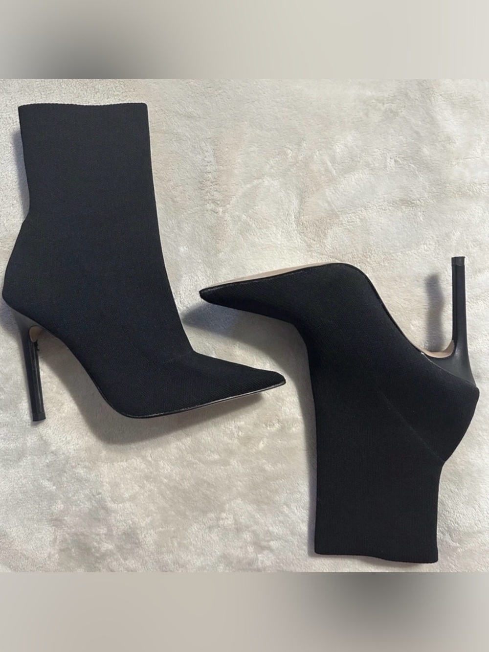 Express Black Pointed Sock Ankle Boots - Stiletto Heel